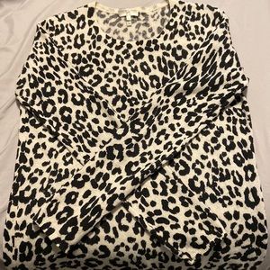 Joie White Leopard Print Cashmere Sweater